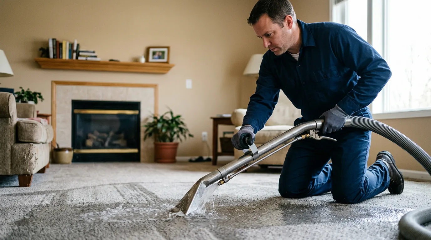 Water damage restoration technician working near Maribel, WI